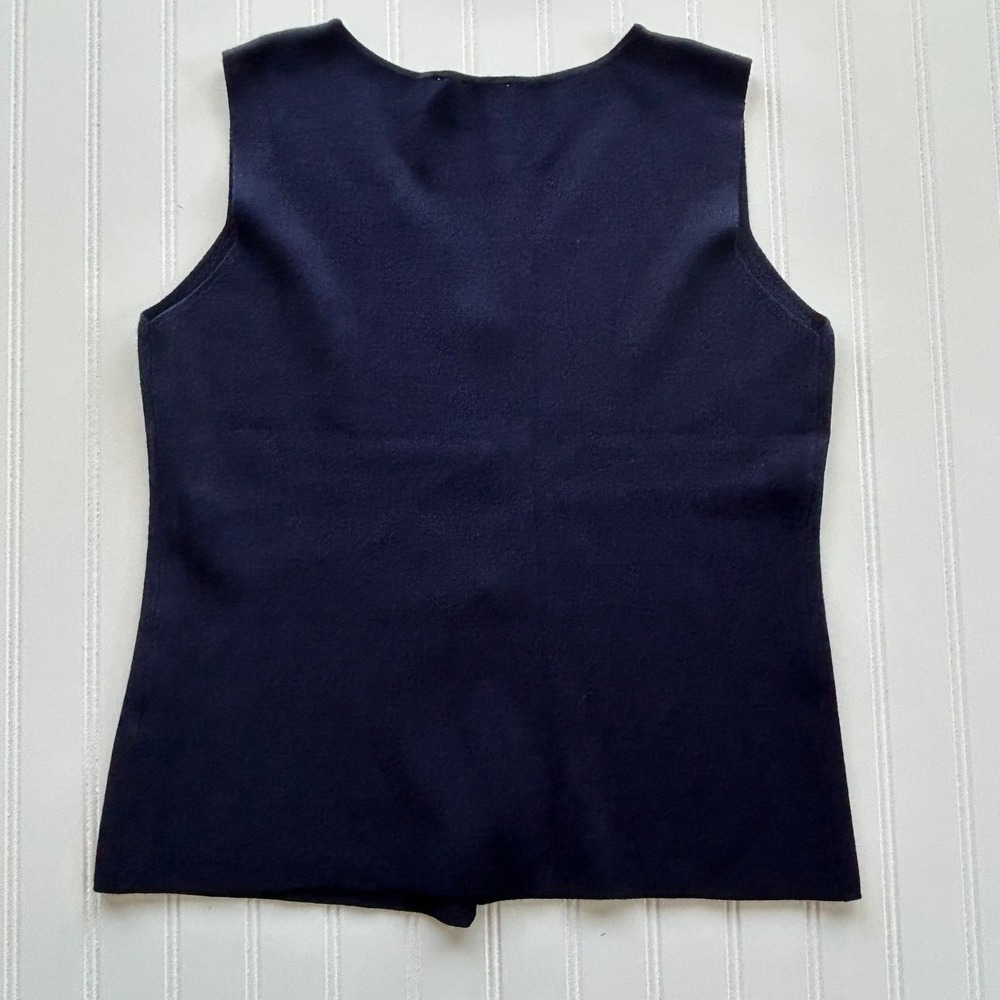 Cyrus Sweater Vest Size S Womens Navy Blue Excellent Gold Hammered Button Knit - Picture 8 of 9
